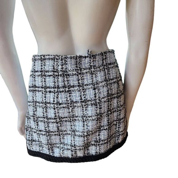 Maje Jizuli Blue, White, & Black Check Print Tweed Wrap Skort - Picture 6 of 7